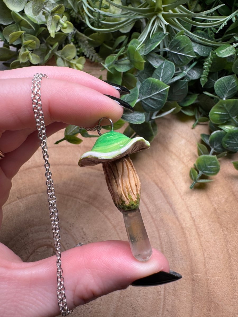 Whimsical Crystal Mushroom Necklace
