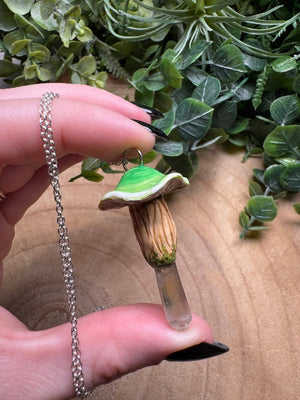 Whimsical Crystal Mushroom Necklace