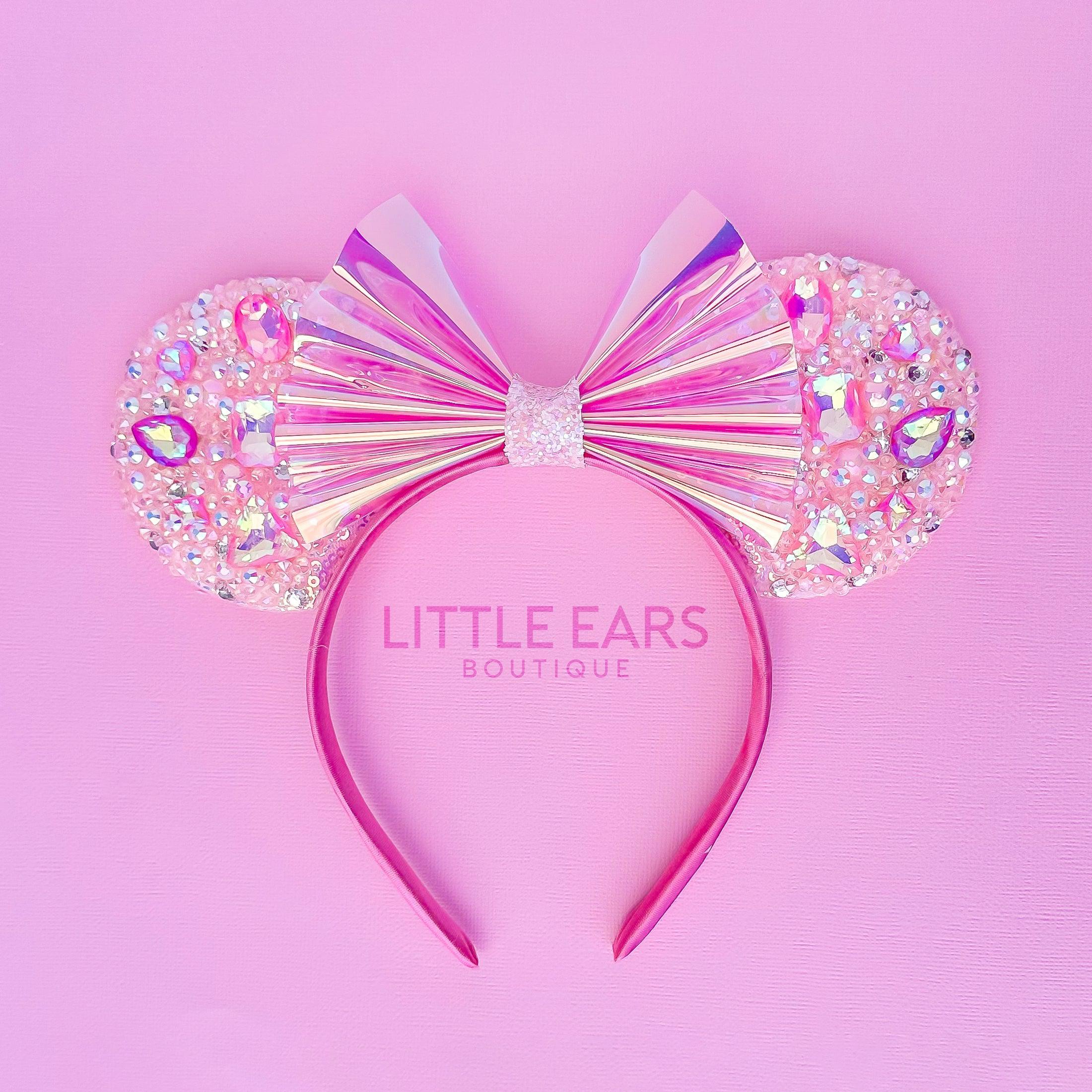 White Iridescent Sparkle Ears by Little Ears Boutique, scented candle detail photo 2