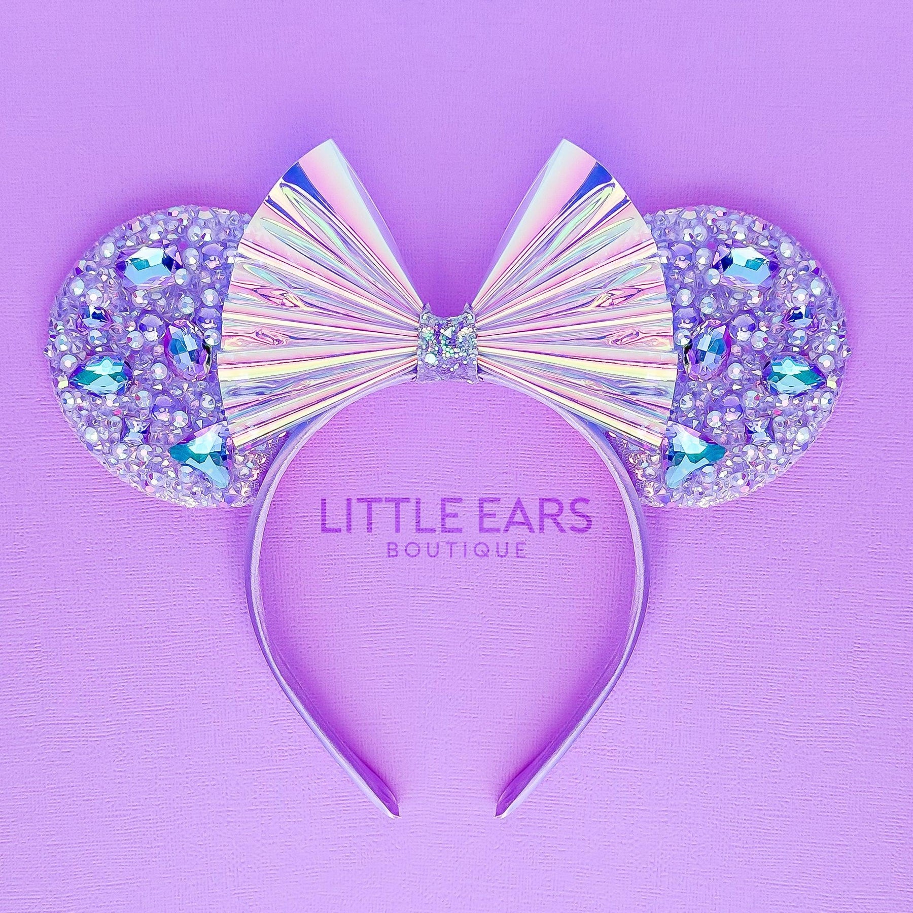 White Iridescent Sparkle Ears by Little Ears Boutique, scented candle detail photo 3