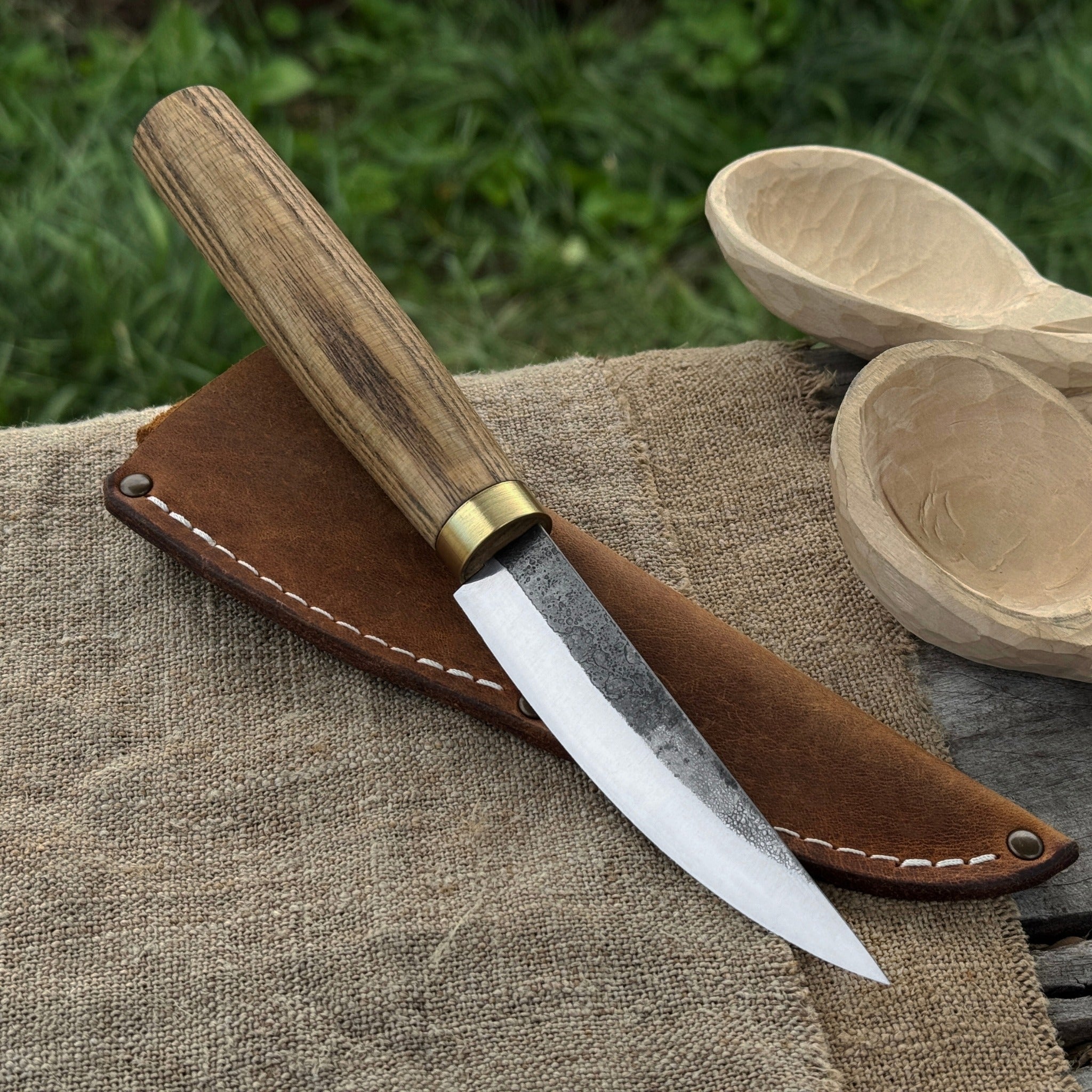 Whittling Sloyd Knife with Leather Sheath, 10 cm (3.94 inches)