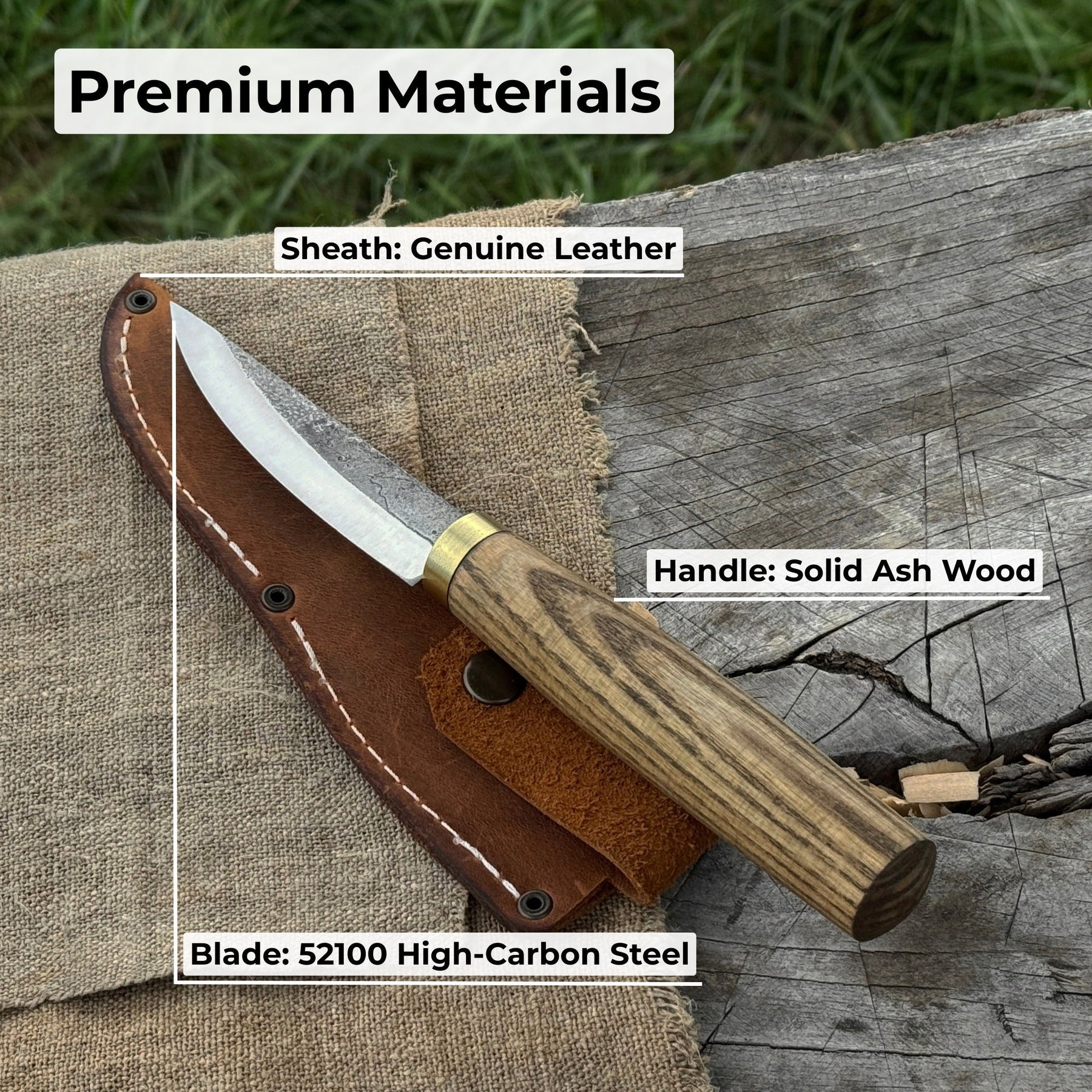 Whittling Sloyd Knife with Leather Sheath, 10 cm (3.94 inches)