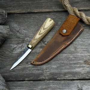 Whittling Sloyd Knife with Leather Sheath, 7.5 cm (2.95 inches)