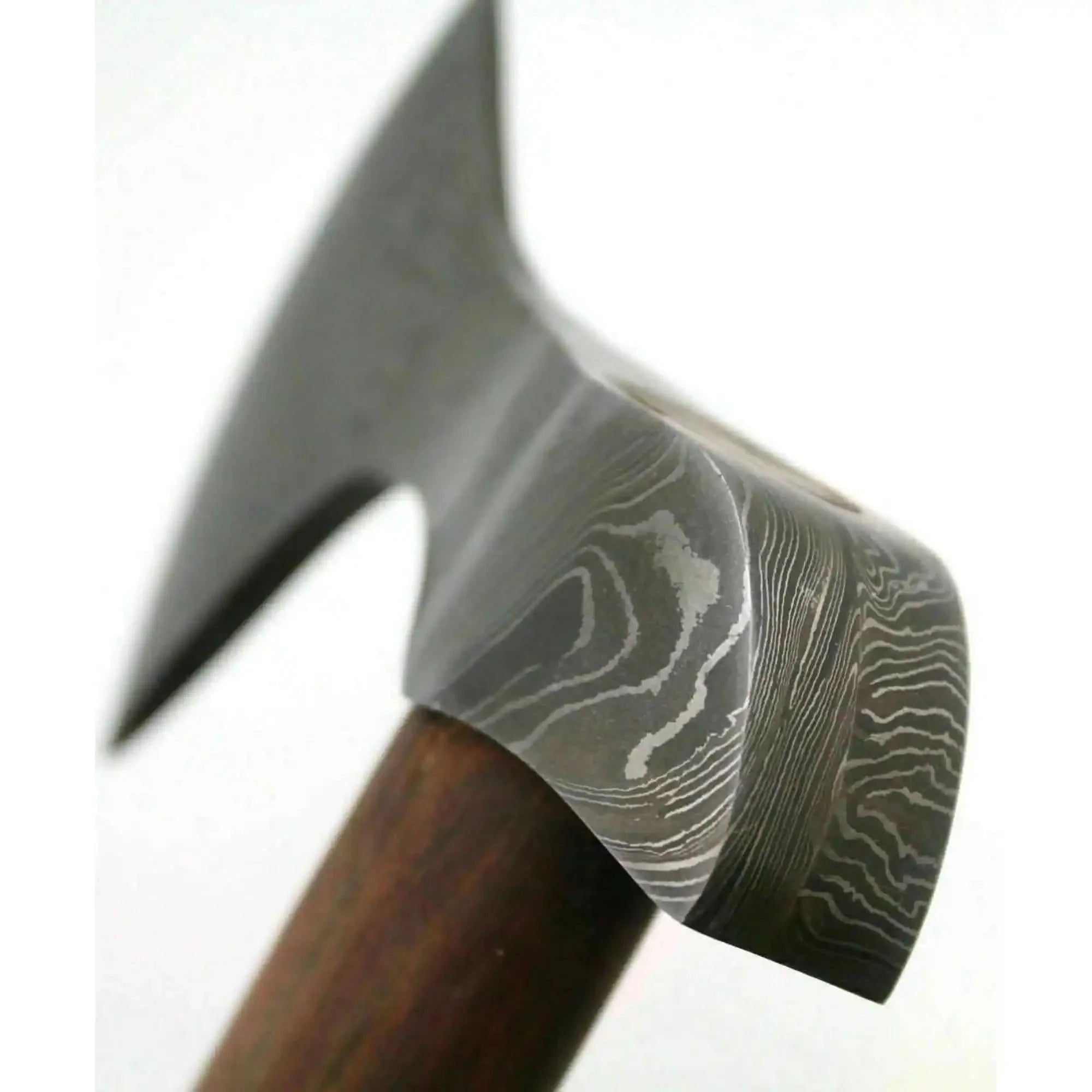 Custom Handmade Damascus Steel Burl Wood Axe Hatchet Tomahawk by JW SteelCrafts, Southern lifestyle apparel detail photo 2