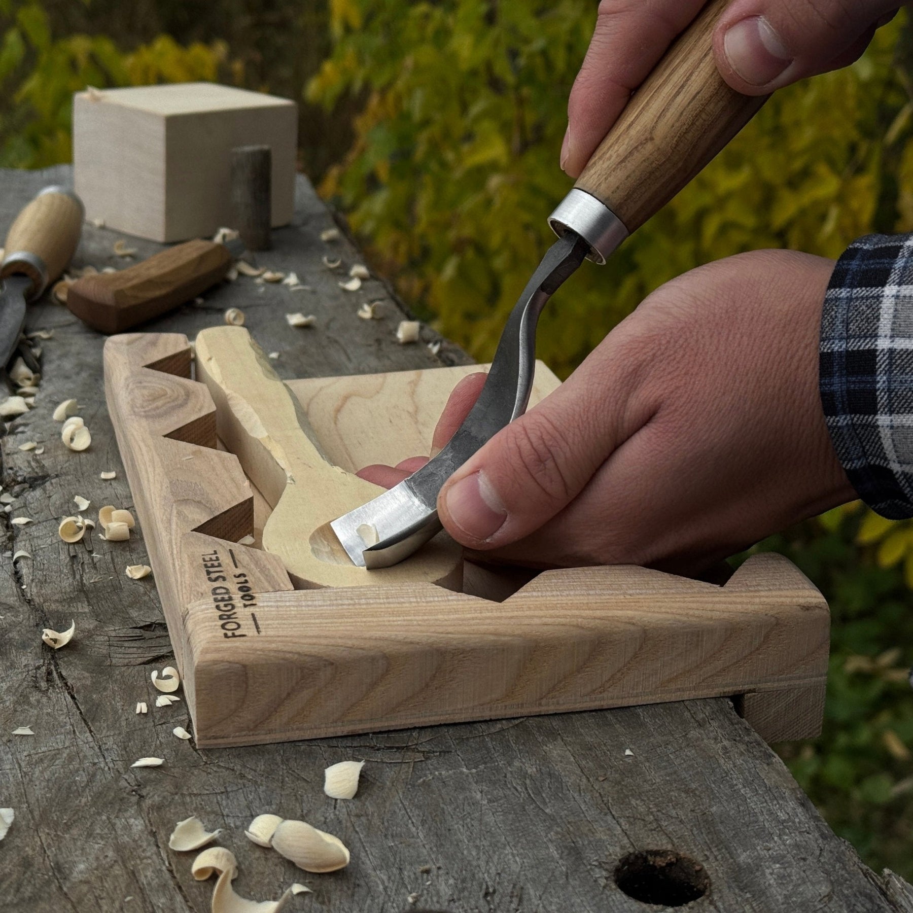 Wooden Bench Hook for Carving. Handcrafted Work Support for Wood Carving