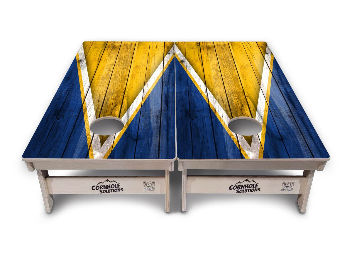 Yellow/Blue Triangle Cornhole Boards – Tournament Series