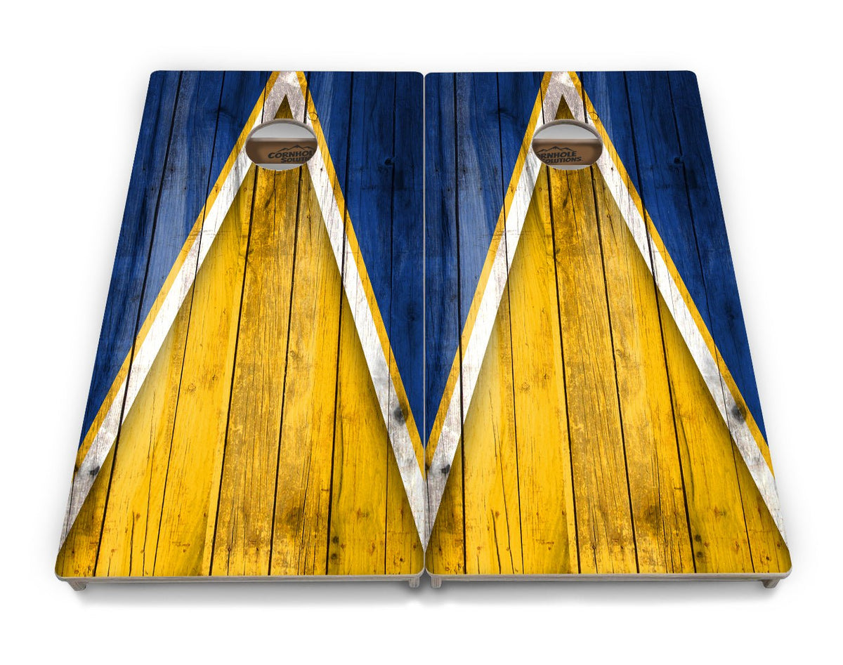 Yellow/Blue Triangle Cornhole Boards – Tournament Series