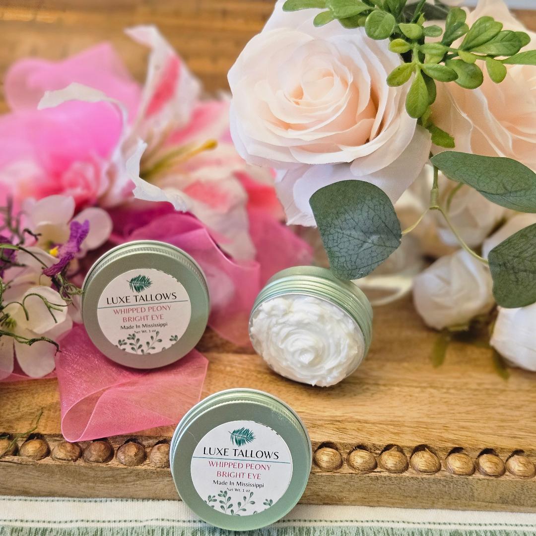 Luxe Tallows Whipped Peony Bright Eye I Lightweight Tallow Eye Cream | 2 oz by Luxe Tallows, handmade bath and body main product photo